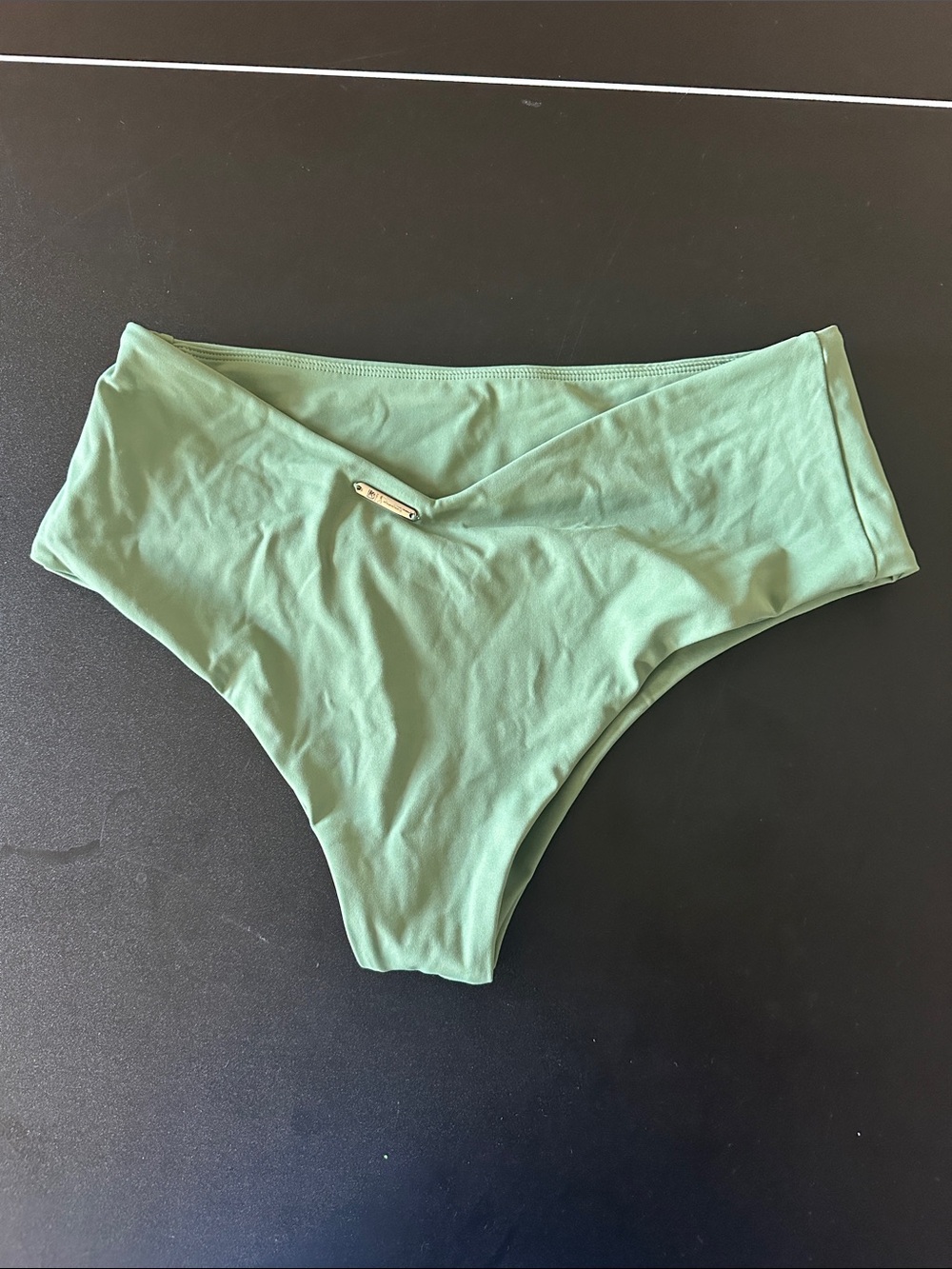 BuffBunny Sage Green High-Waist Bikini Bottom - Picture 4 of 4